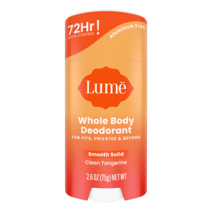 Lume Whole Body Deodorant Clean Tangerine 2.6oz Aluminum-Free Solid Stick